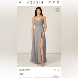 Azazie Aubrey Dress in Silver Amazing Condition